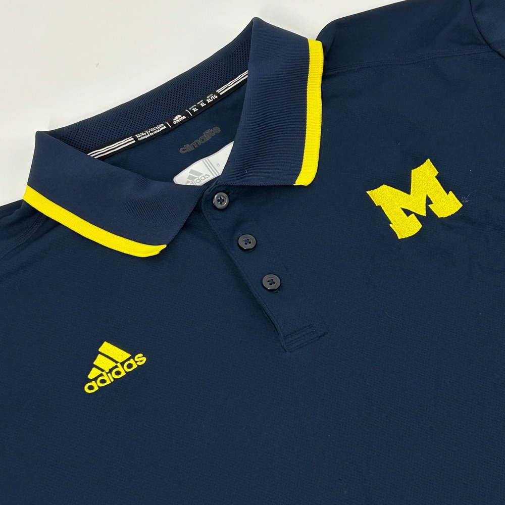 Michigan Wolverines Shirt Men's XL Blue adidas Climalite‎ Short Sleeve Polo